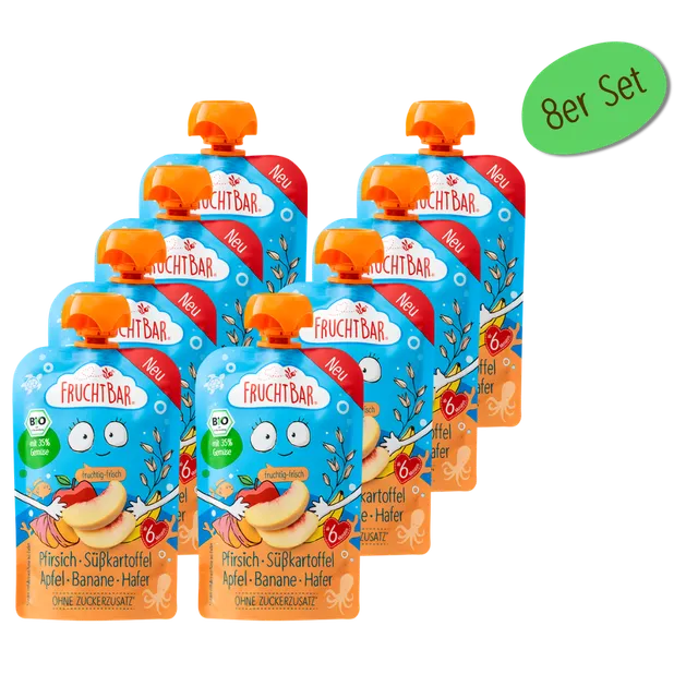 FruchtBar Bio Quetschies Unterwasserwelt compote pêche 6 mois