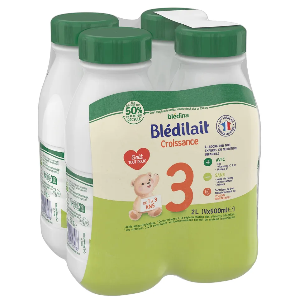 Gallia Blédilait Lait Croissance 3 Liquide 4x500mL 1-3 ans
