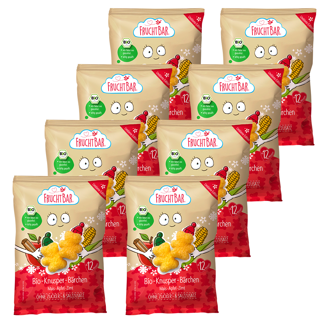 FruchtBar Bio Snacks Knusper Bärchen snack pomme banane