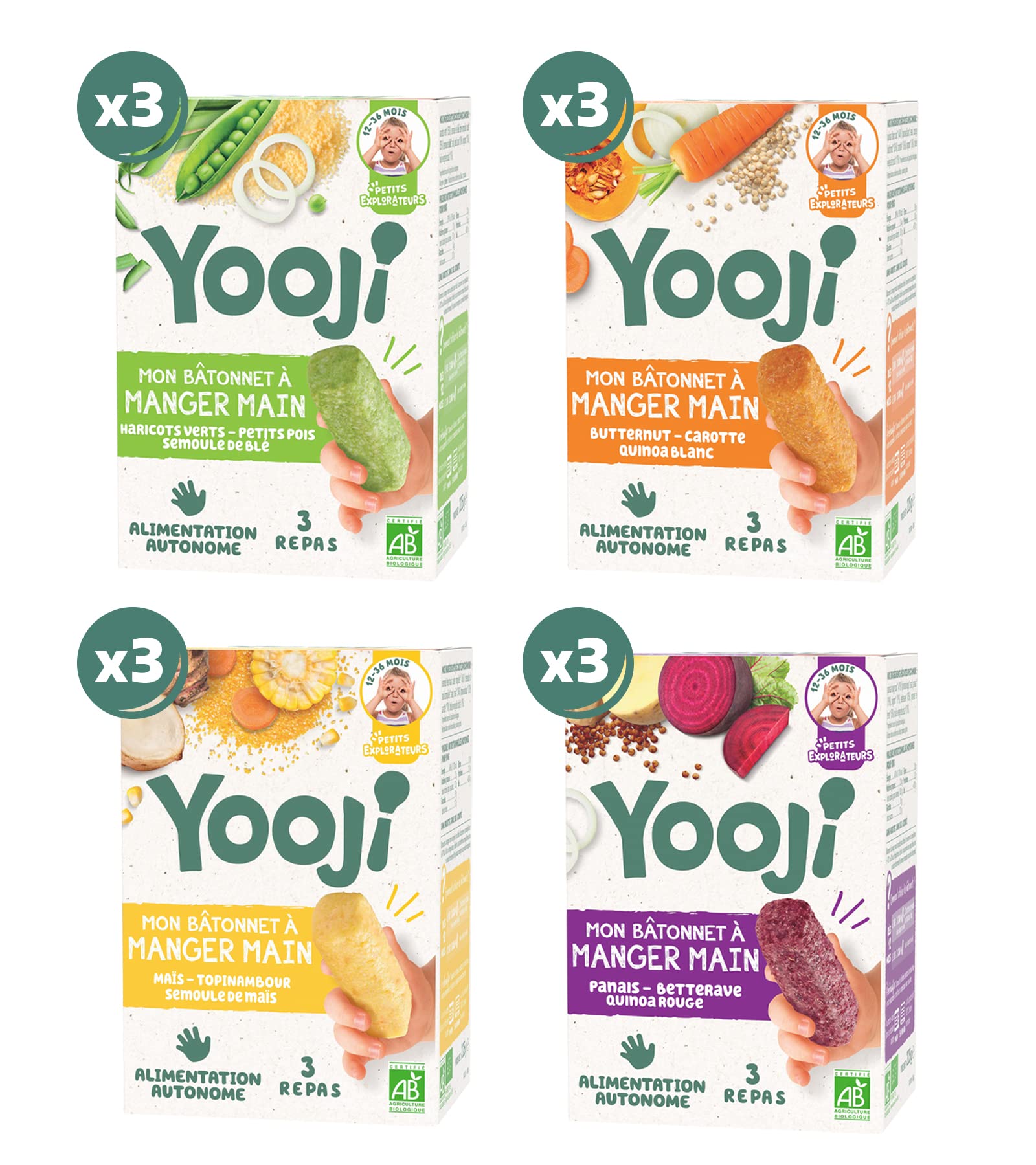 Yooji Bâtonnets manger-main repas bébé légumes féculents
