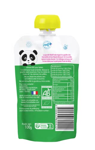 France Bébé Gourdes compote multi-fruits bio 12x100g dès 4 mois