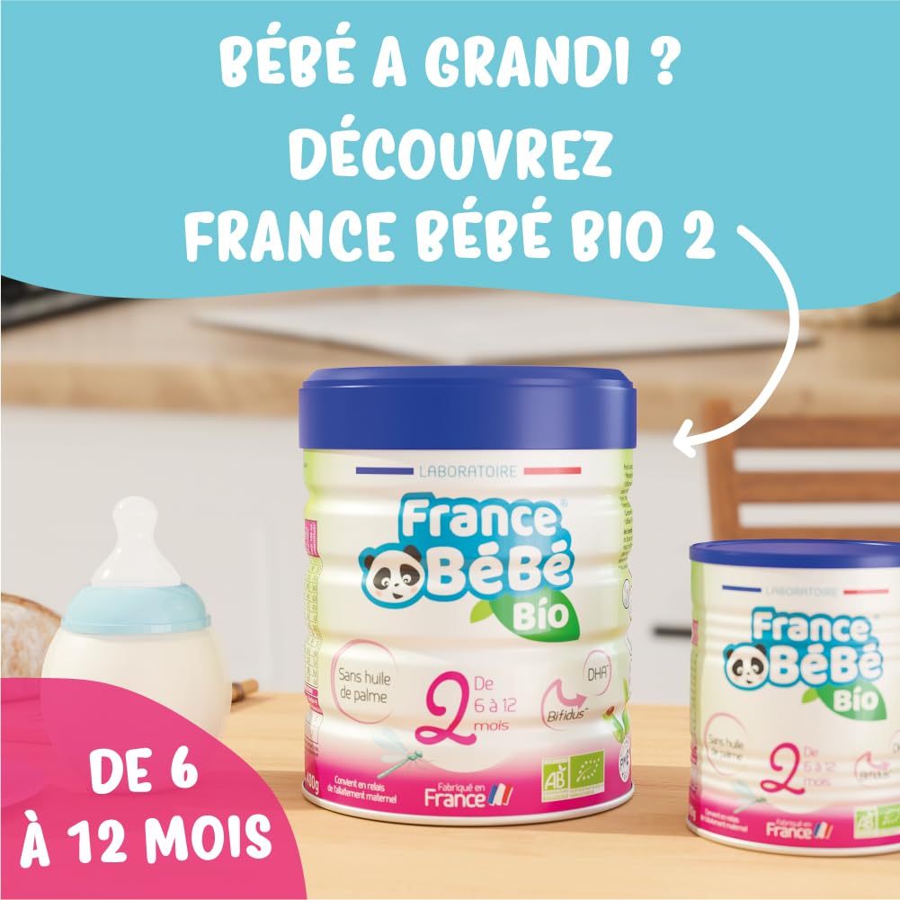 France Bébé Bio 1er âge lait infantile 800g sans huile de palme