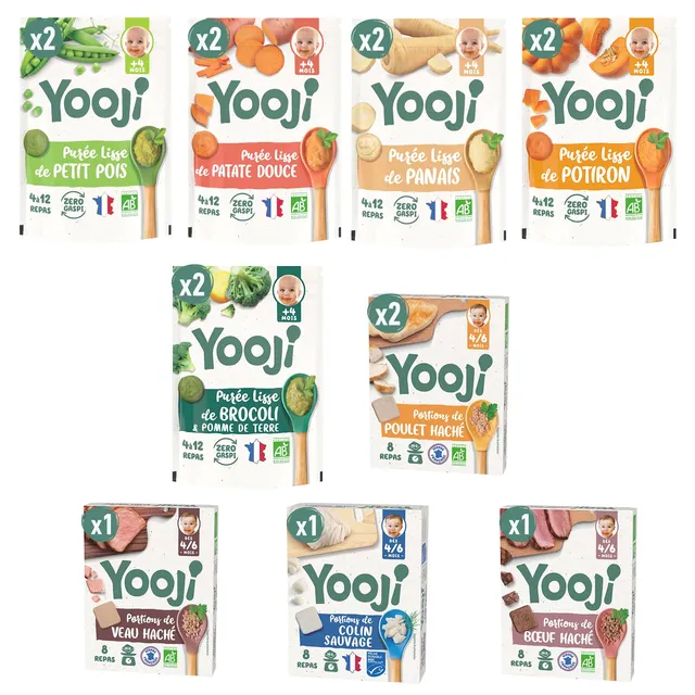 Yooji Purée lisse 40 repas bébé bio surgelé 4 mois légumes viande