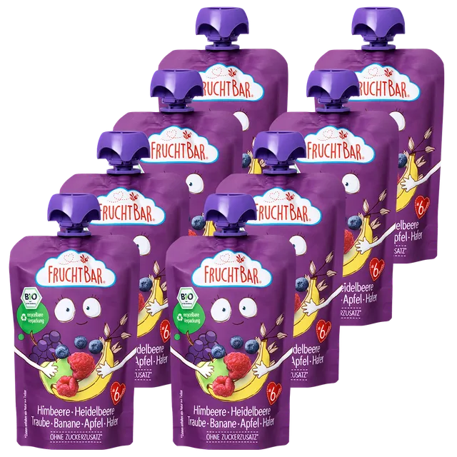 FruchtBar Bio Quetschies framboise myrtille gourde bio
