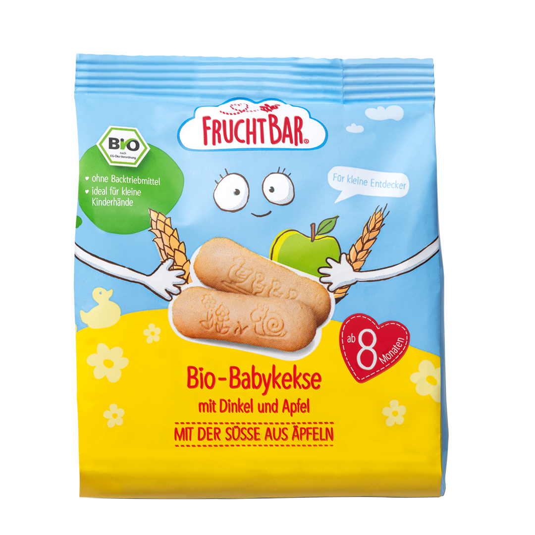 FruchtBar Bio Kekse biscuits bébé épeautre pomme pièce dès 8 mois