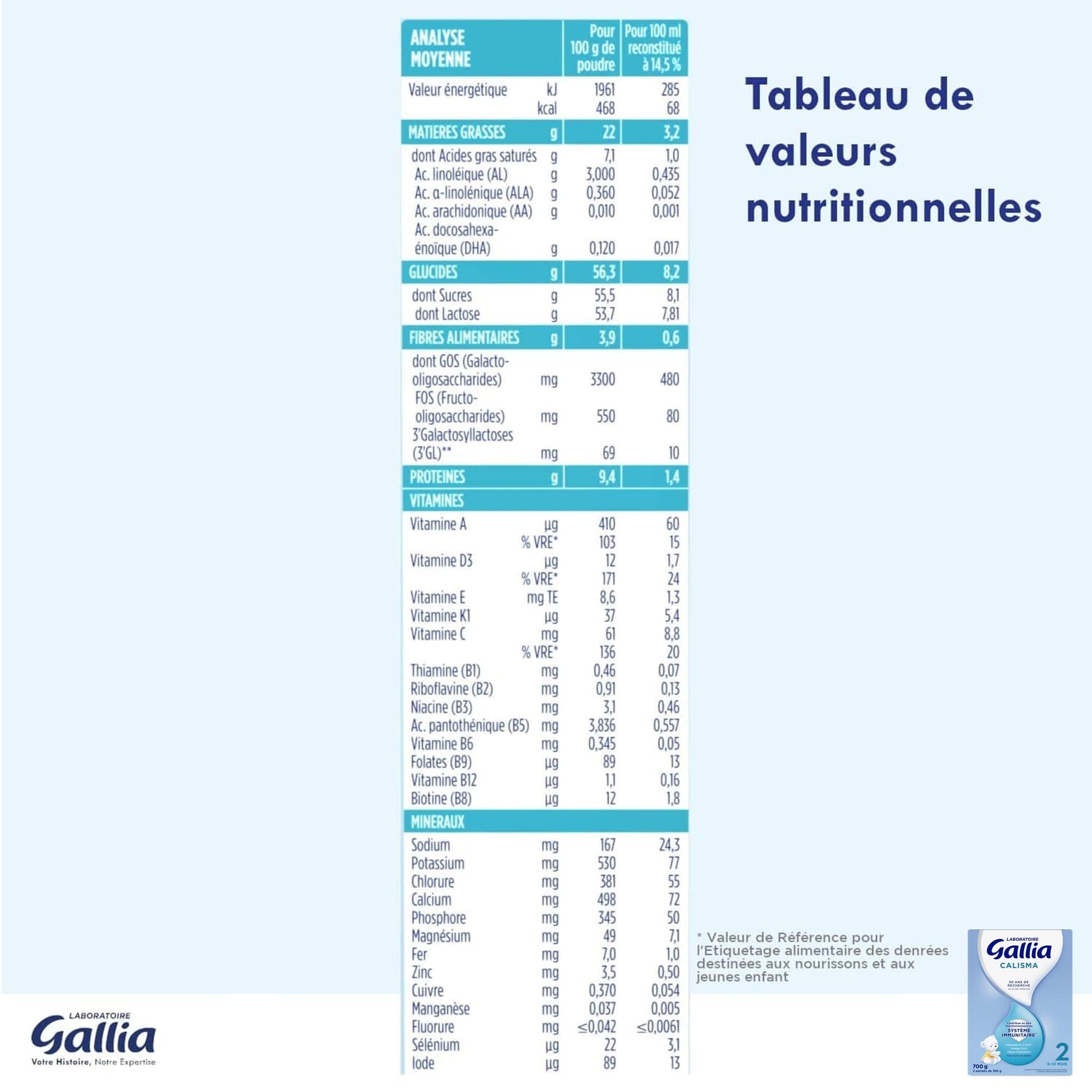 Gallia Calisma 2 lait poudre 6-12 mois 4x700g DHA