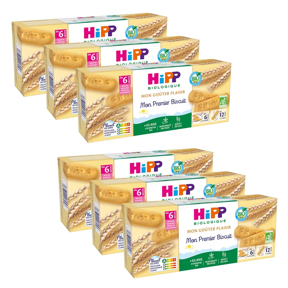 HiPP Mon Premier Biscuit Bio Bébé 6 Mois 180g x6 Vitamine B1