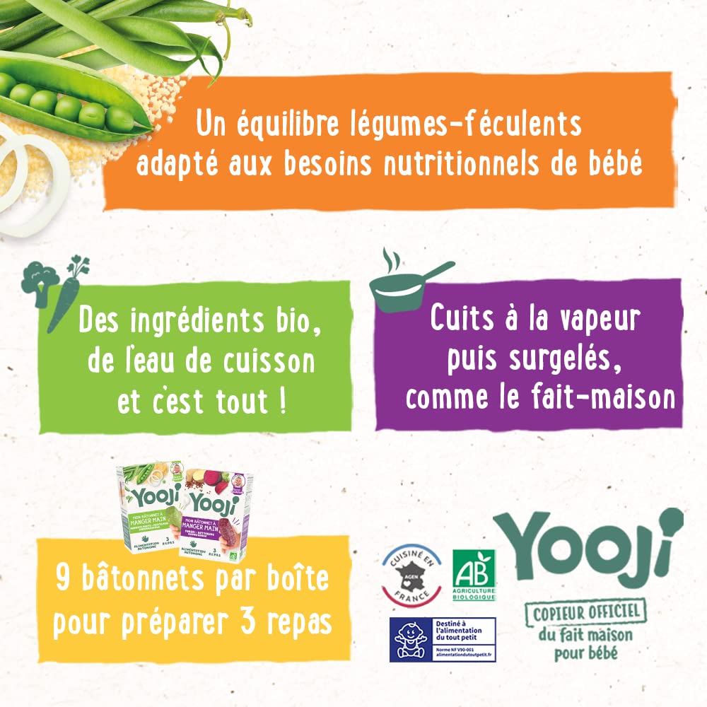 Yooji Bâtonnets manger-main repas bébé légumes féculents