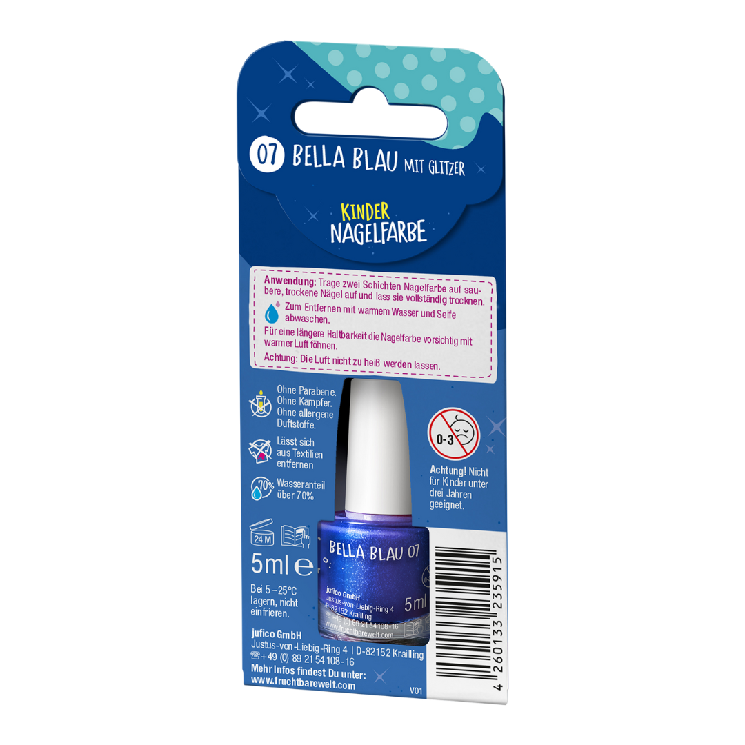 FruchtBar Bella Blau vernis enfant bleu paillettes à l'unité