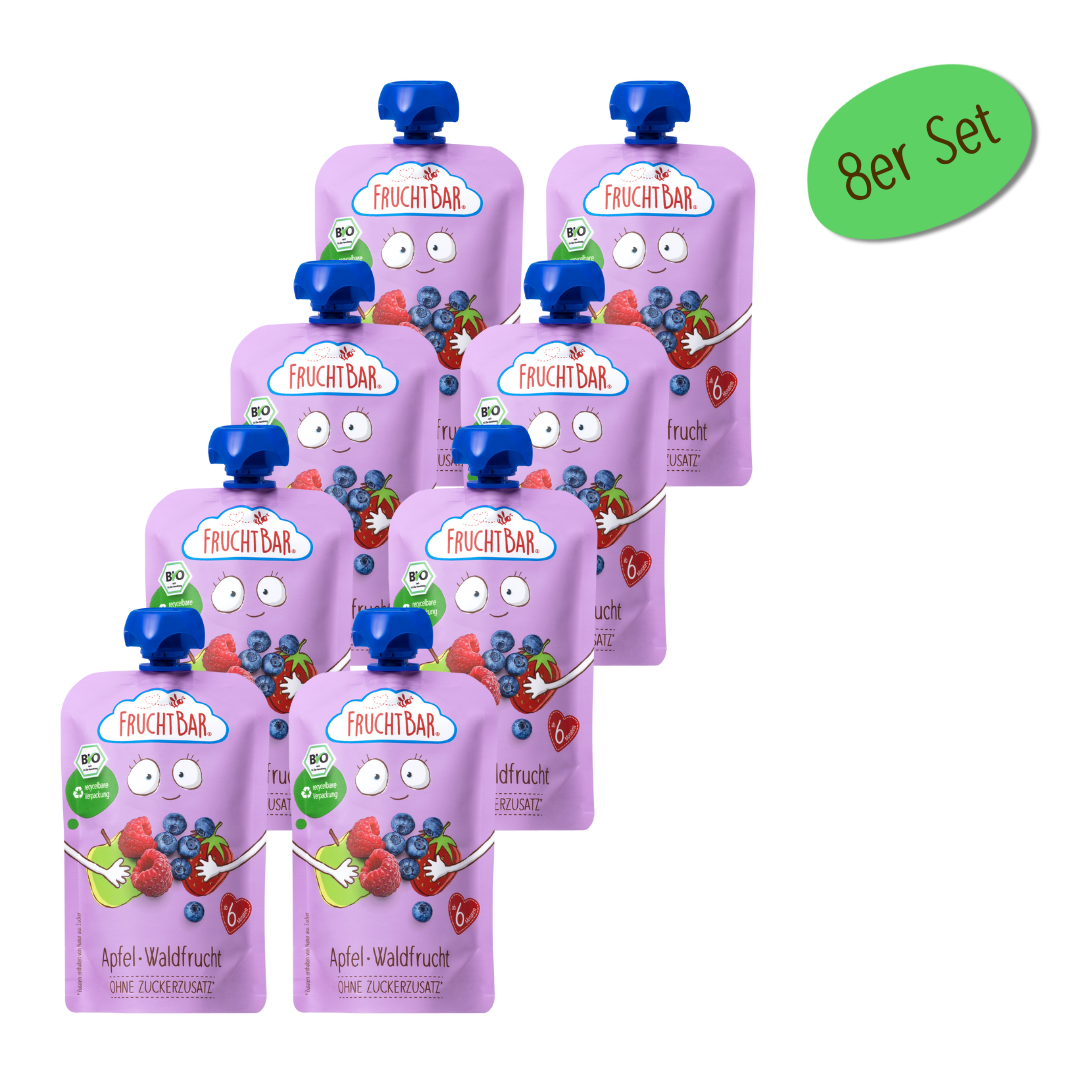 FruchtBar Bio Quetschies Pomme Fruits des bois gourde bébé bio