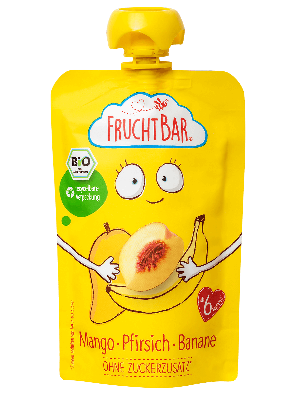 FruchtBar Bio Quetschies Mangue Pêche Banane gourde bébé bio