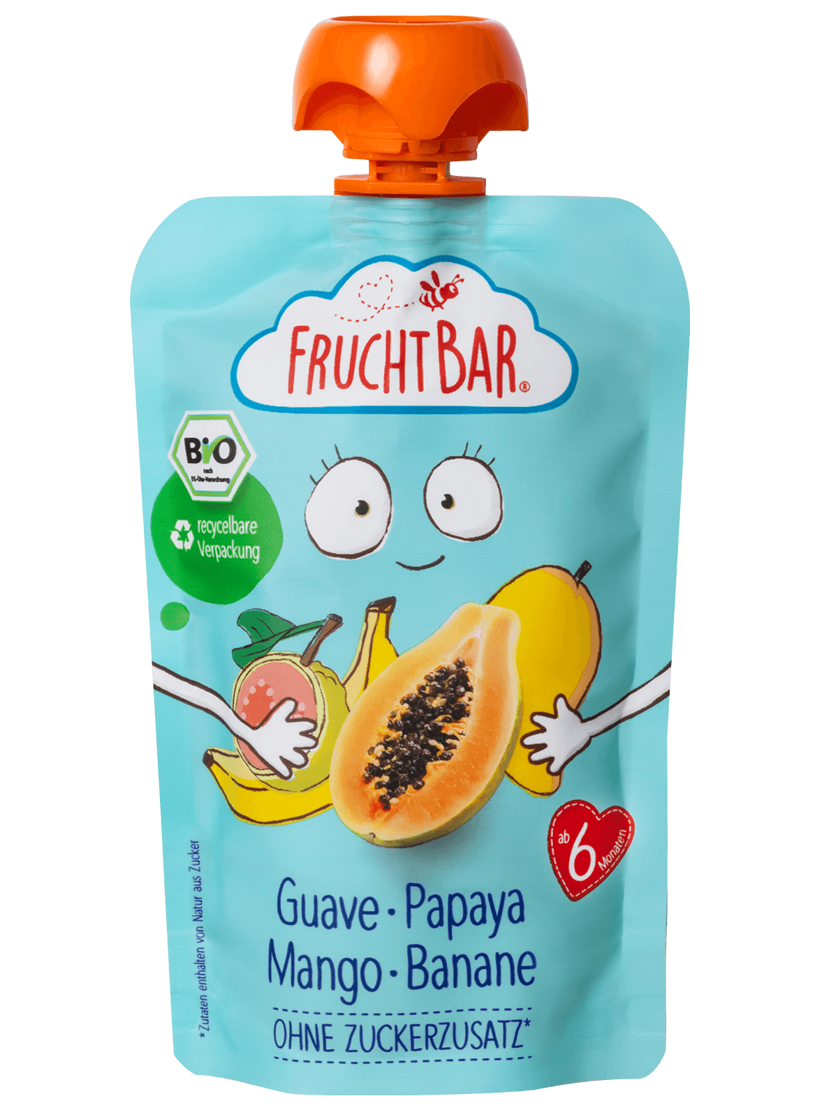 FruchtBar Bio Quetschies gourde bébé goyave mangue 6 mois