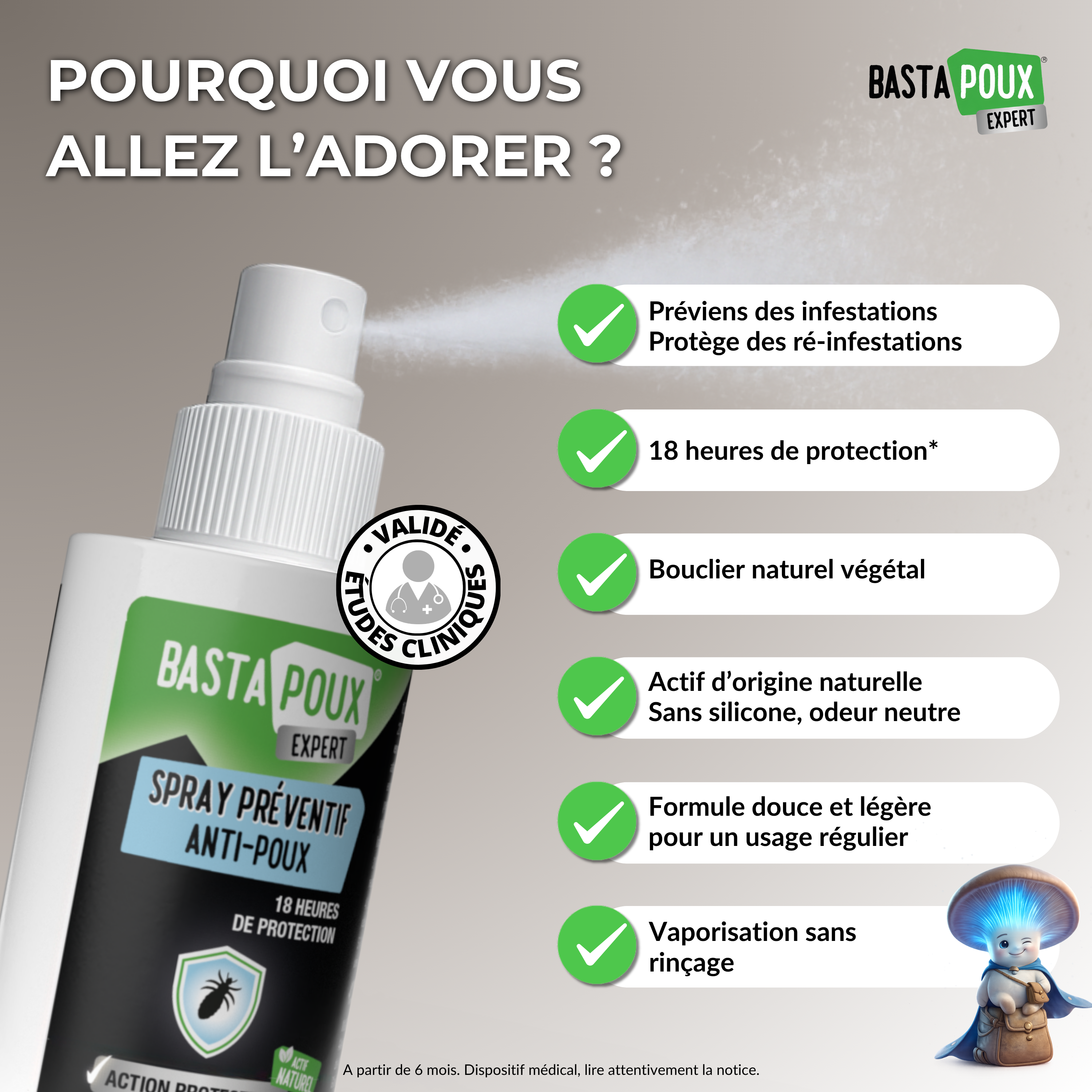 PediAct BastaPoux Expert Spray Préventif 125ml anti-poux
