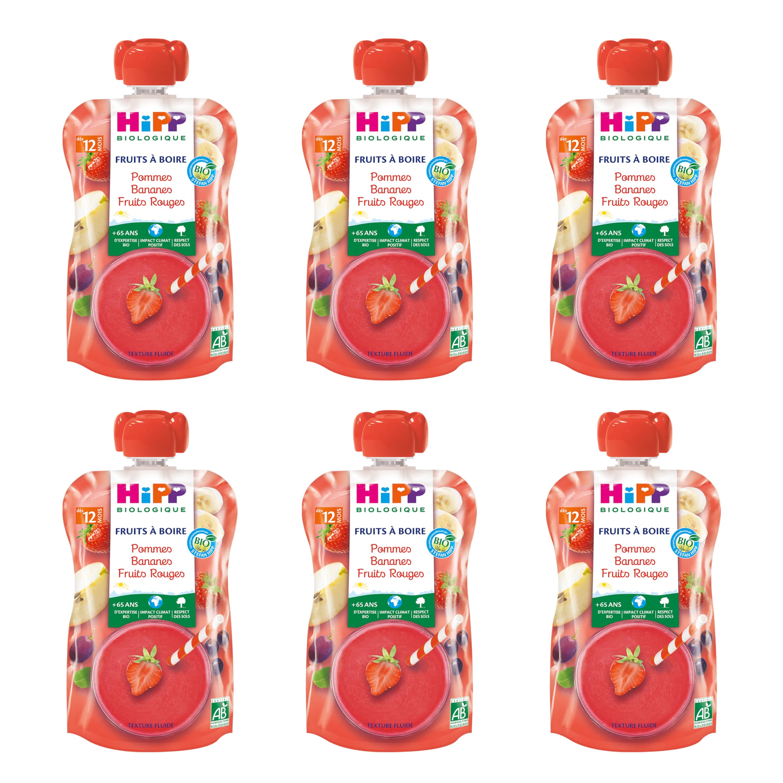 HiPP Fruits Pomme Banane Fruits Rouges gourde 6x120ml