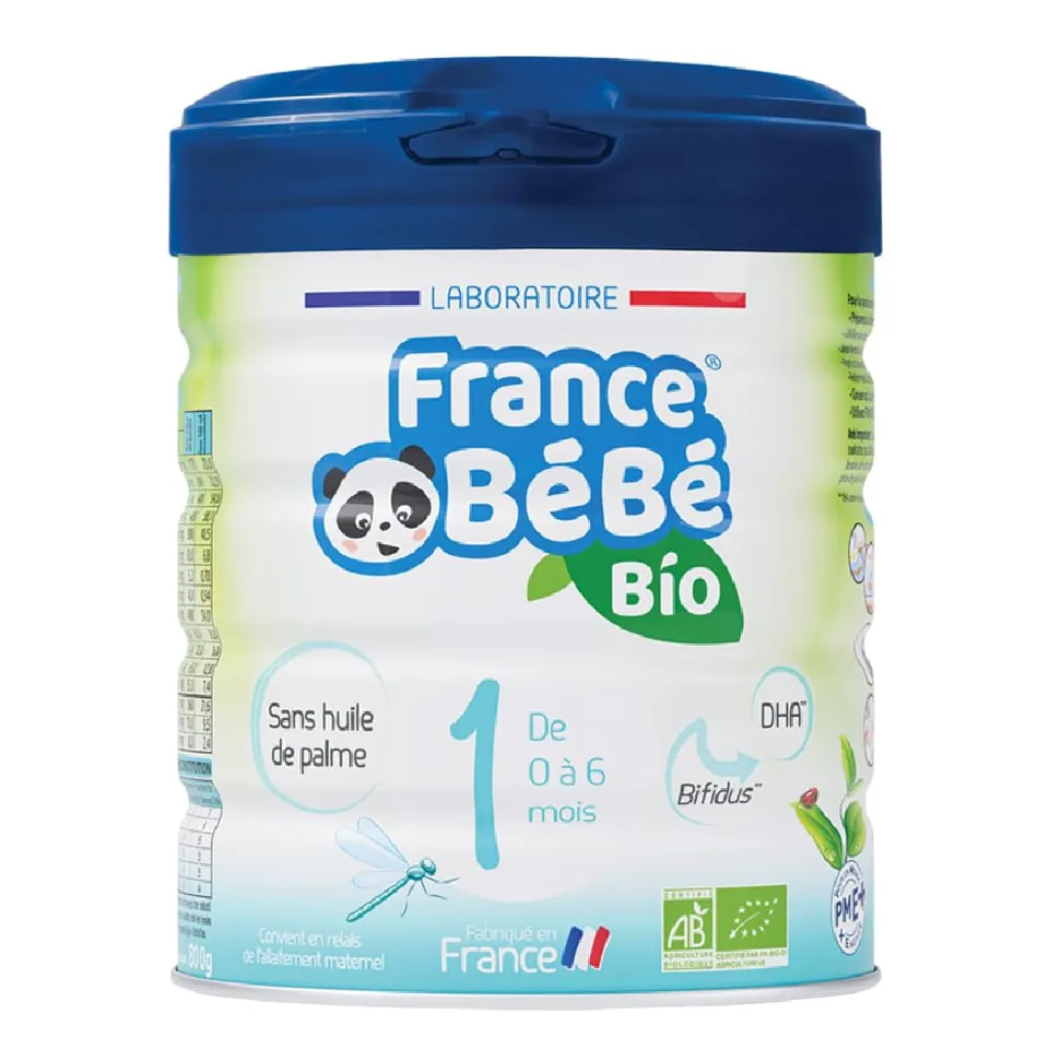 France Bébé Bio 1er âge lait infantile 800g sans huile de palme