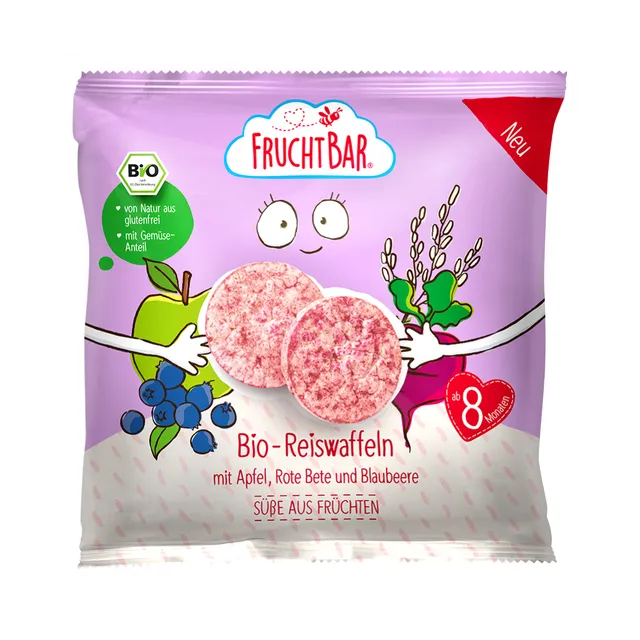 FruchtBar Bio Snacks galette riz pomme myrtille 8 mois
