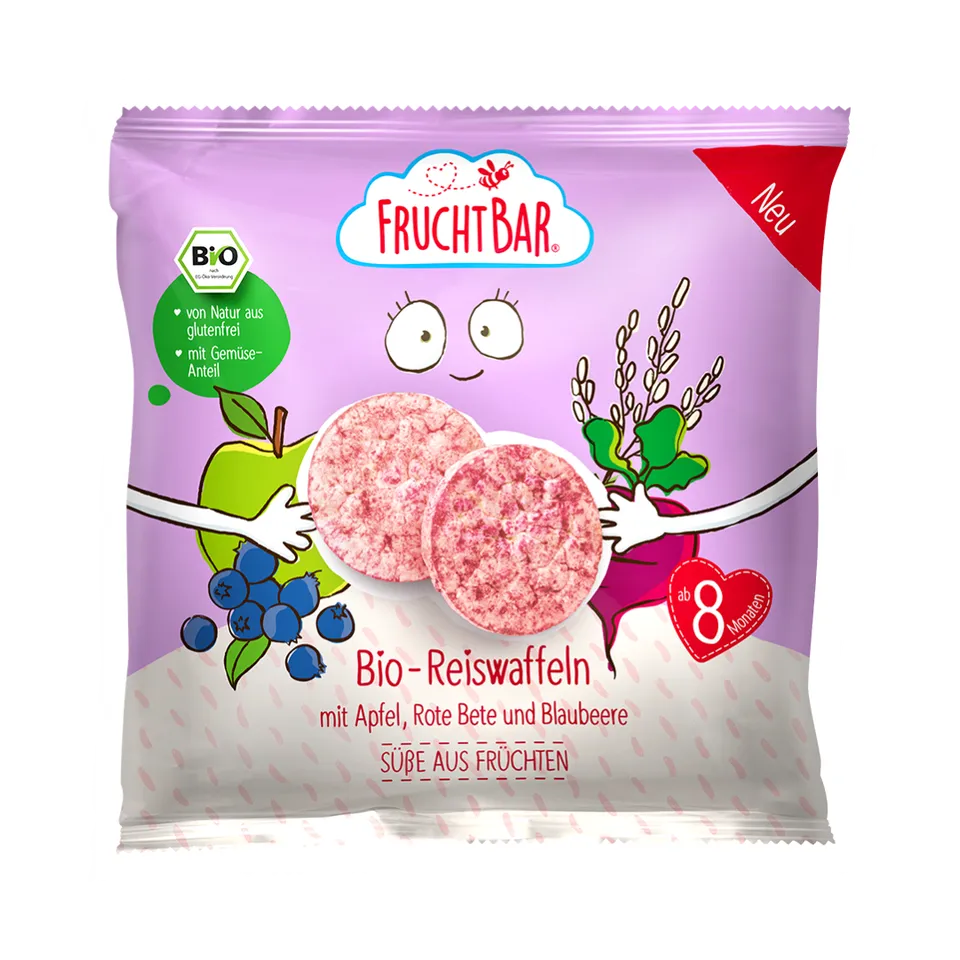 FruchtBar Bio Snacks galette riz pomme myrtille 8 mois