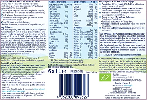 HiPP Biologique Lait Croissance liquide 6x1L dès 10 mois