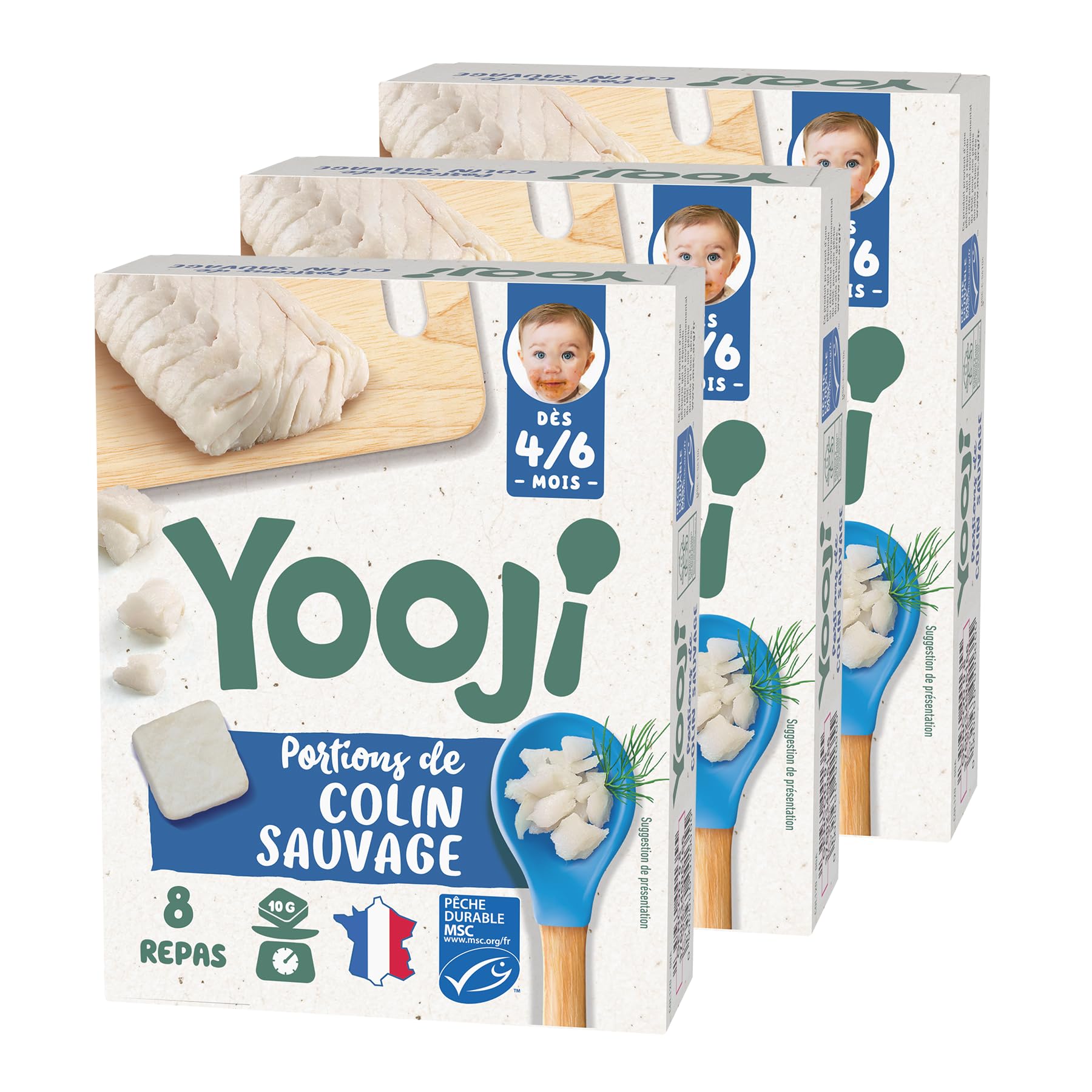 Yooji Haché poulet bio bébé 6 mois surgelé 3 x 80g