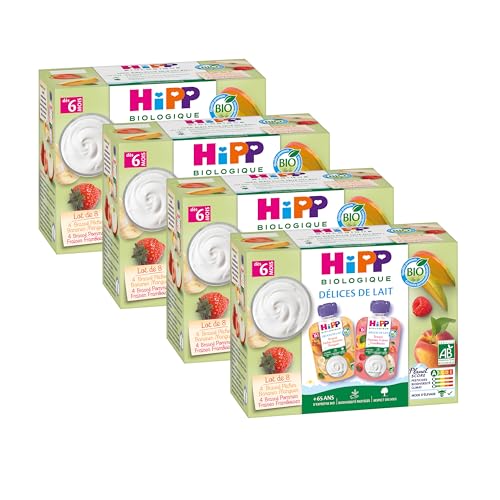 HiPP Délices de Lait Brassés Gourde Bébé 8x90g 2 parfums