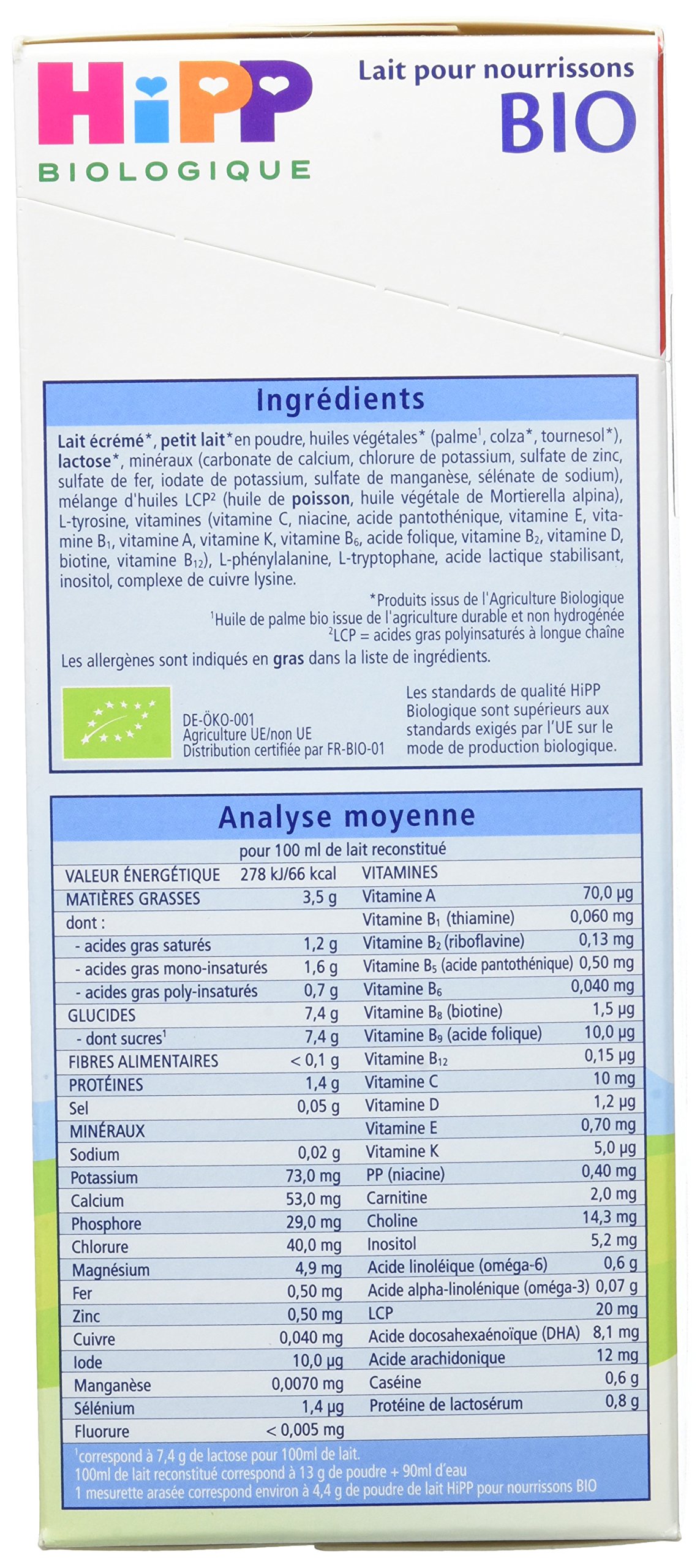 HiPP Lait 1 Bio Nourrisson 0-6 Mois Lait Bébé 4x600g