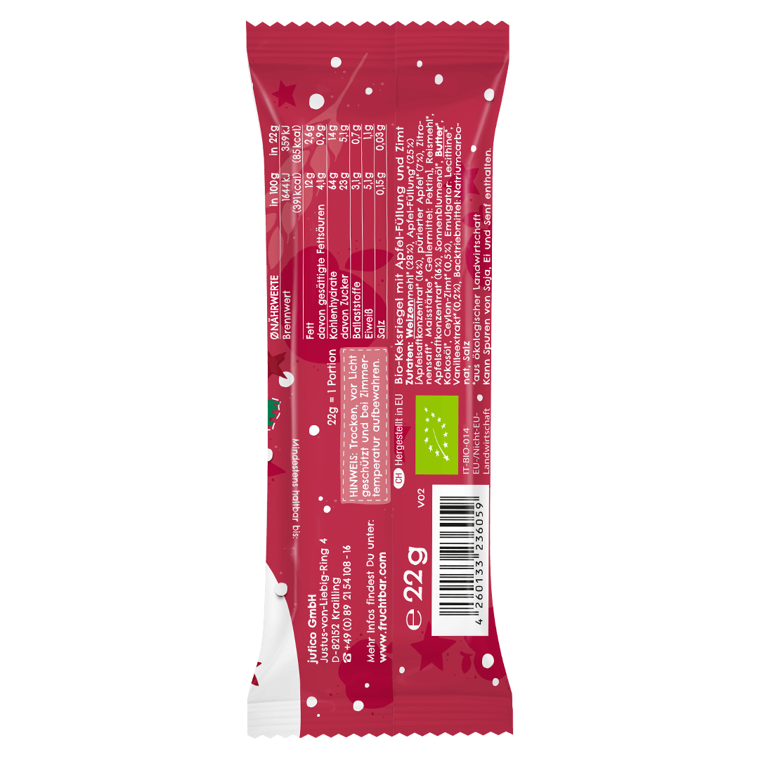 FruchtBar Bio Snacks Bratapfel snack pomme cannelle à l'unité