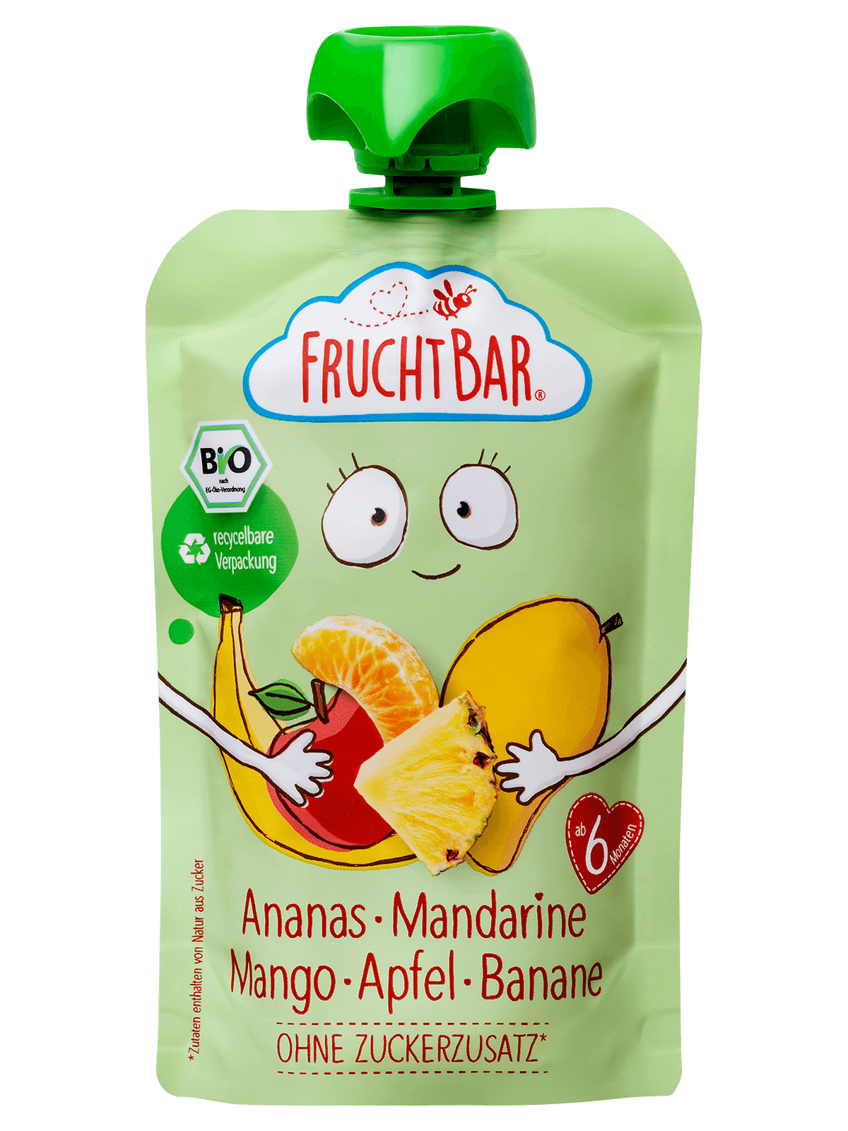 FruchtBar Quetschie Ananas Mandarine Mangue Gourde Bébé 6 Mois