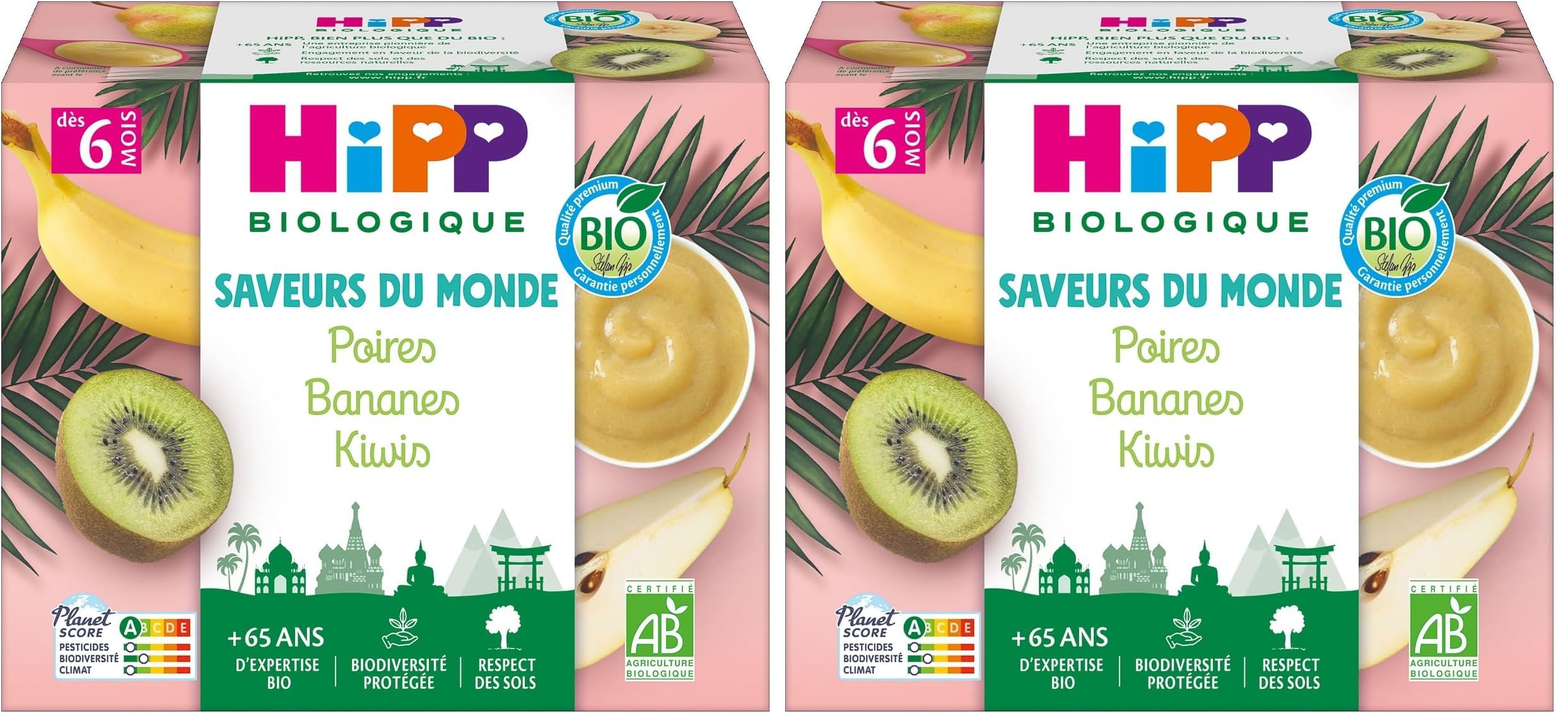 HiPP Fruits en coupelles Bananes Poires Mangues 4x100g bio