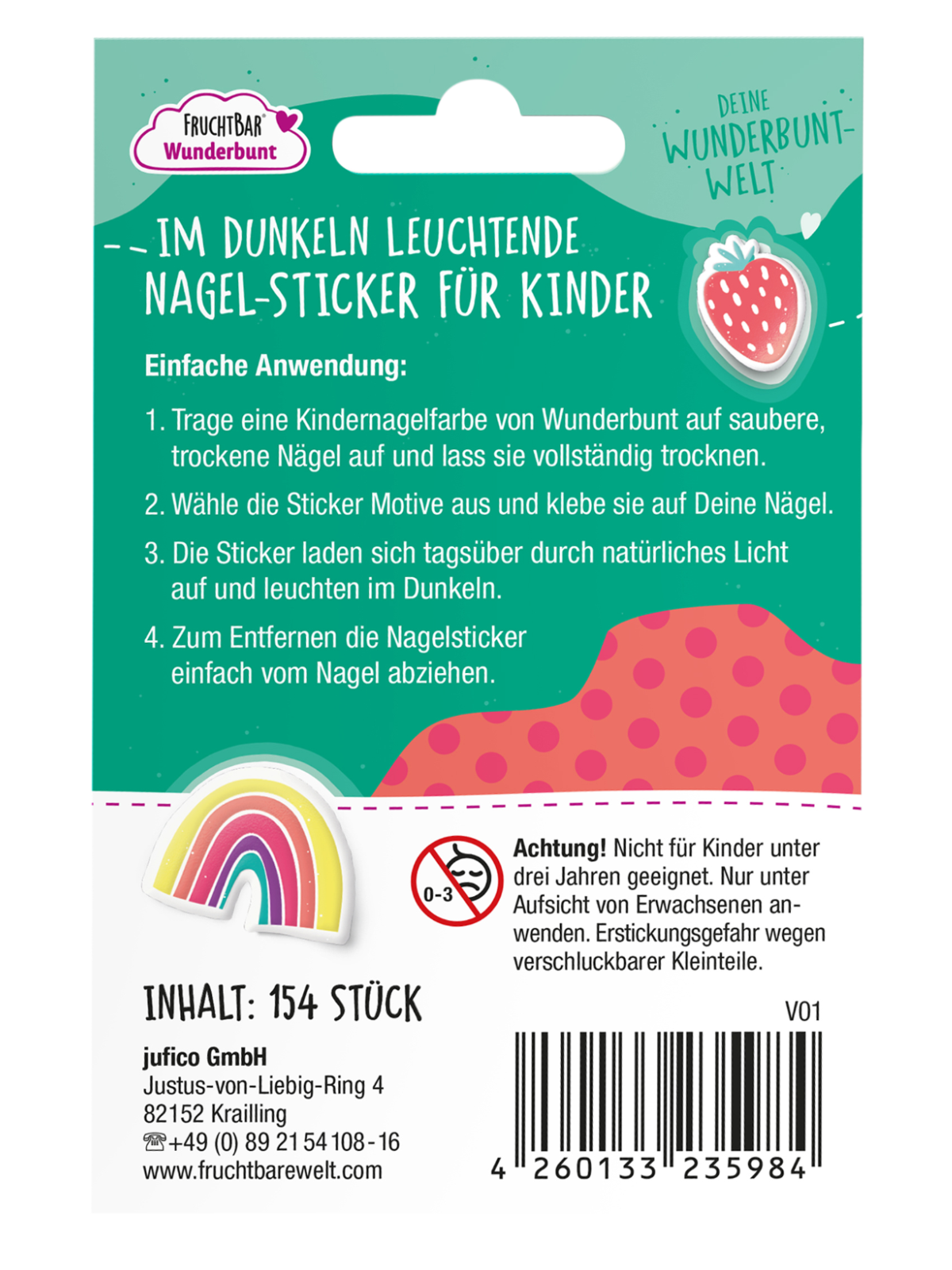 FruchtBar Wunderbunt stickers ongles enfant pièce unique