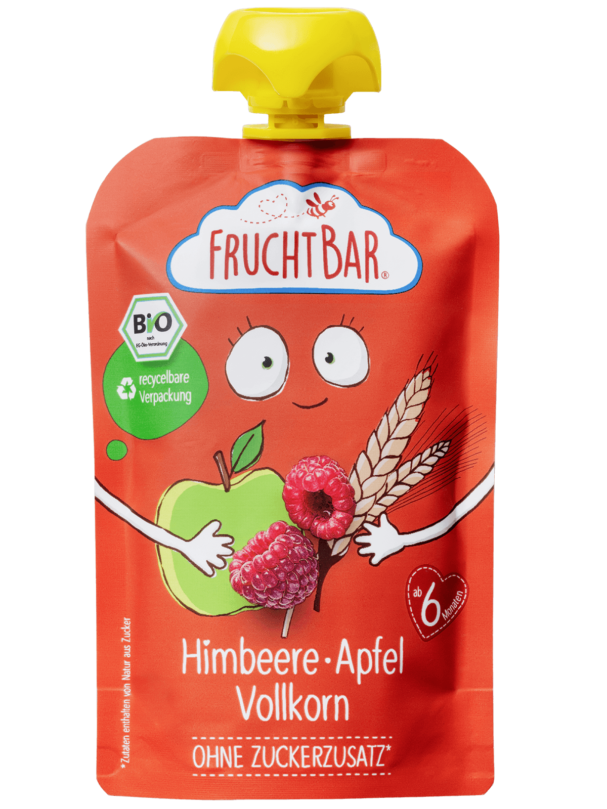 FruchtBar Bio Quetschies Gourde Framboise Pomme Céréales 6 mois