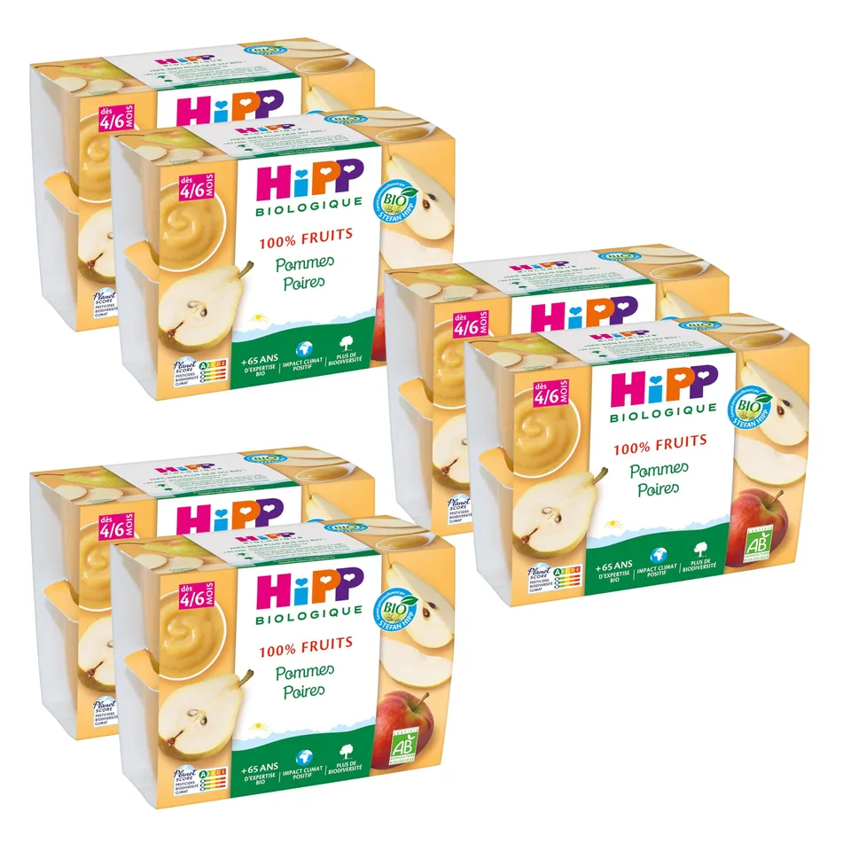 HiPP Fruits coupelles pomme-poire bio 6x4x100g dès 4 mois