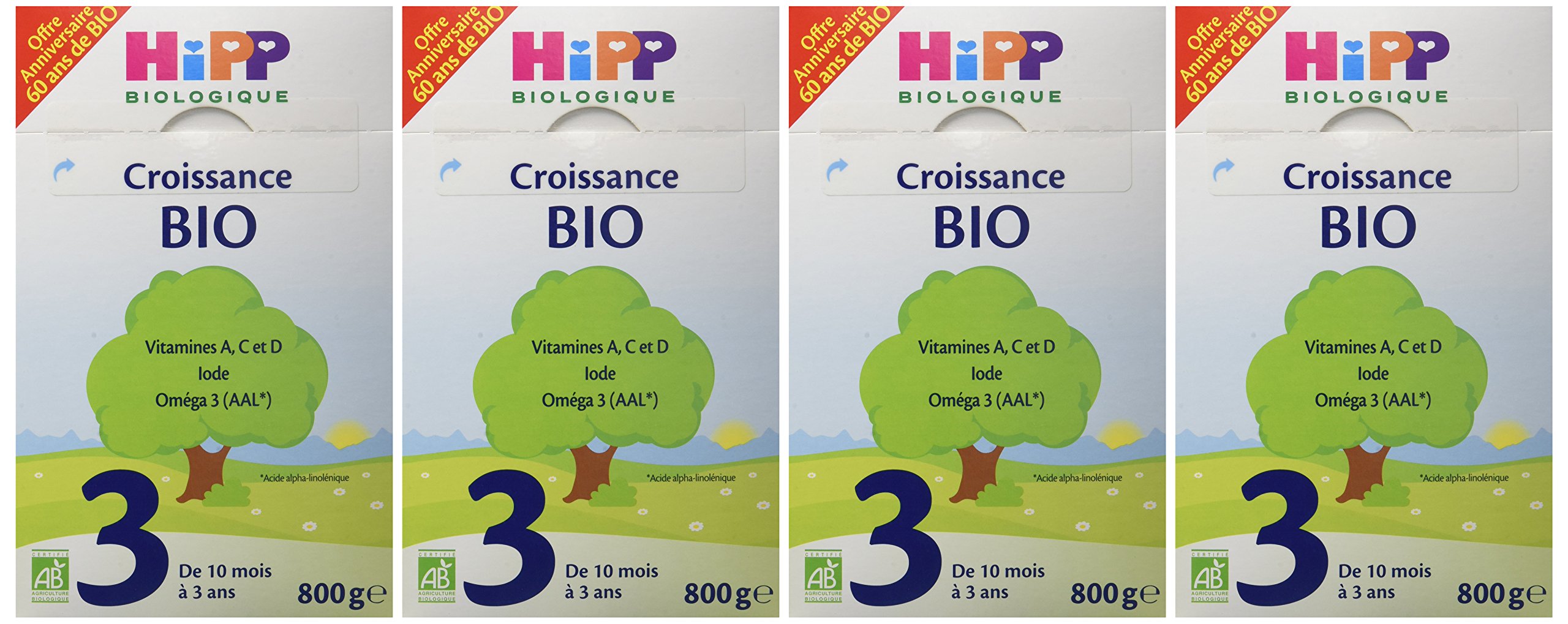 HiPP Lait 3 Croissance Bio Dès 10 Mois 4 x 800 g