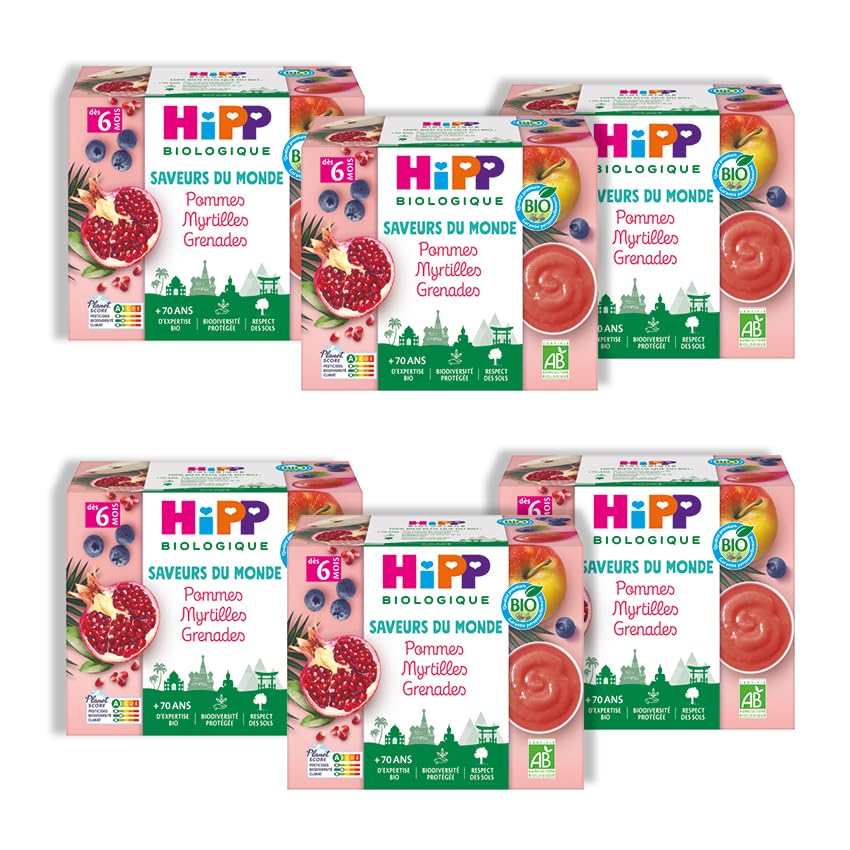 HiPP Saveurs Monde coupelles pomme myrtille grenade 4x100g