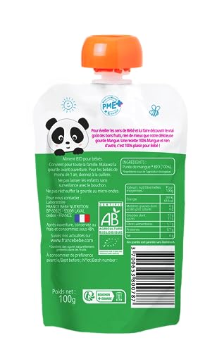 France Bébé Gourdes compote mangue bio 4 mois 10x100g