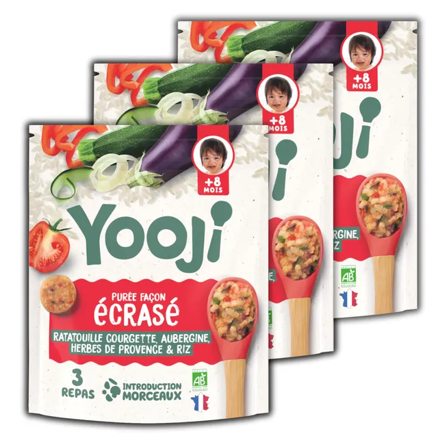 Yooji Écrasé Ratatouille purée bébé bio 8 mois 3x400g