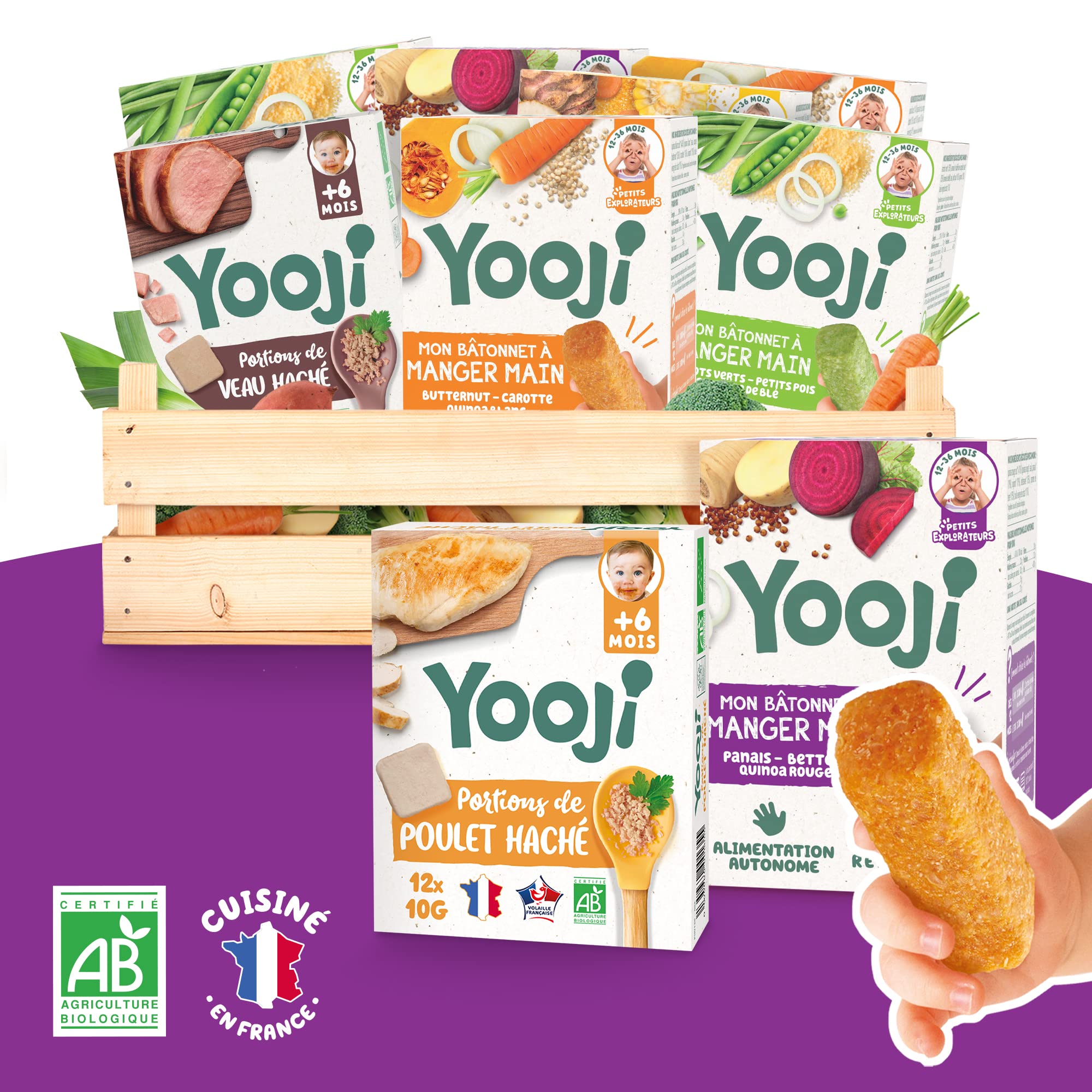 Yooji Bâtonnets repas bio légumes protéines manger-main 30 repas