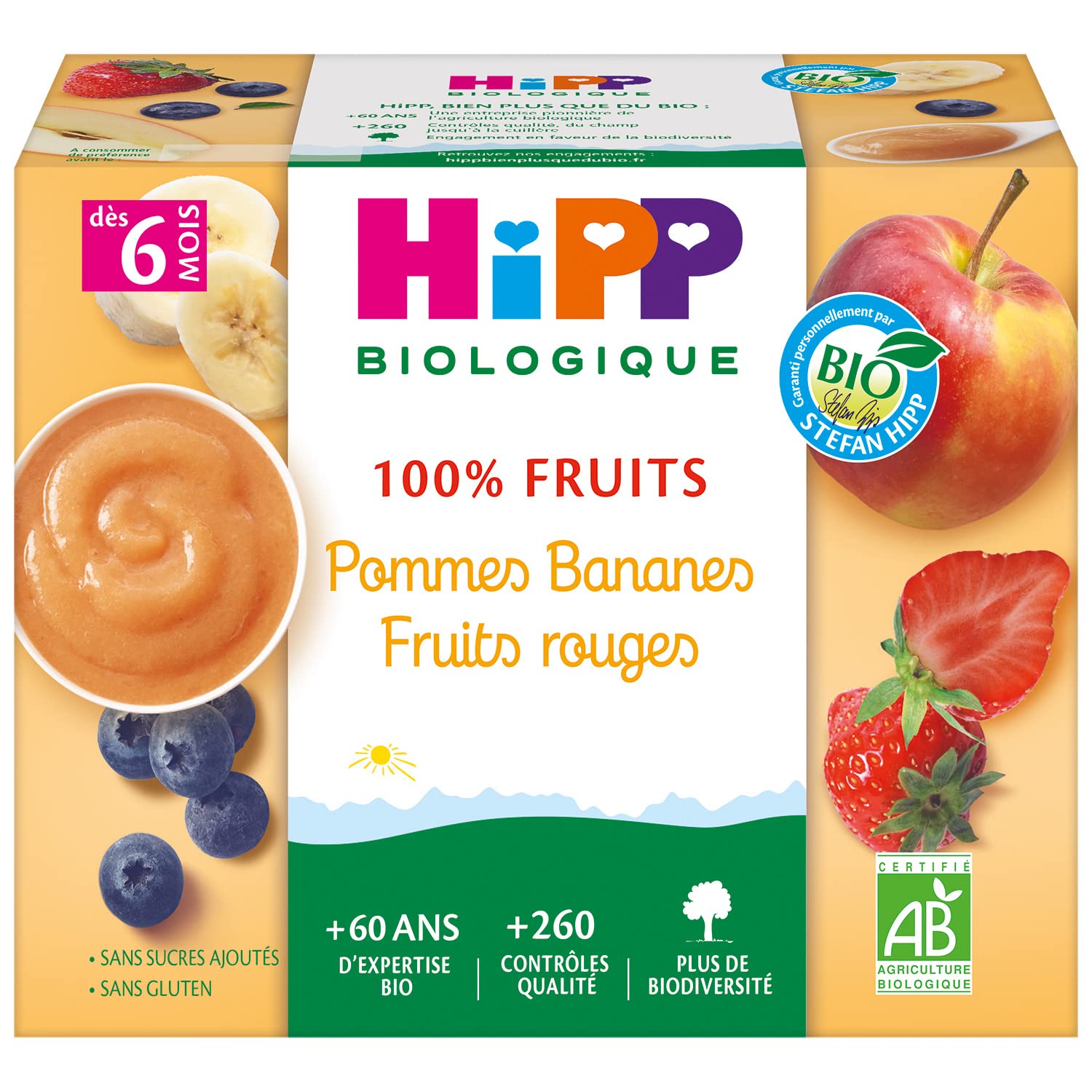 HiPP 100% Fruits Coupelles Pomme 3 Variétés 24x100g