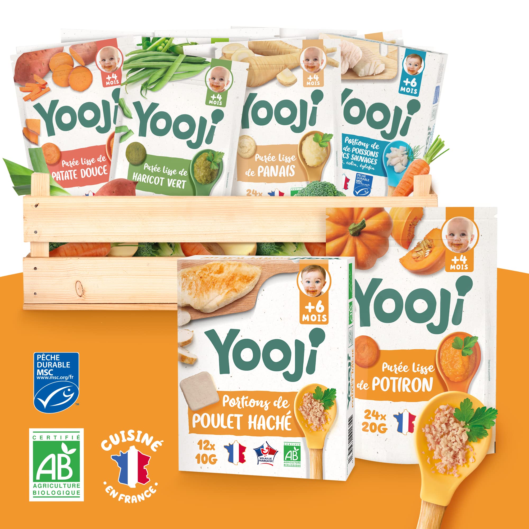 Yooji Purée lisse 40 repas bébé bio surgelé 4 mois légumes viande