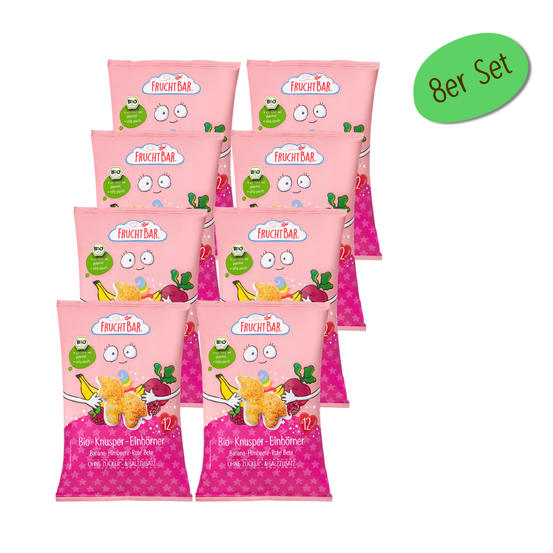 FruchtBar Bio Snacks Knusper Einhörner snack banane