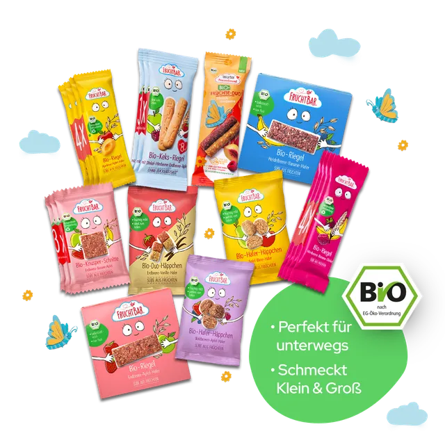 FruchtBar Bio Riegel Box Barres Enfant Fruits Avoine 3 ans