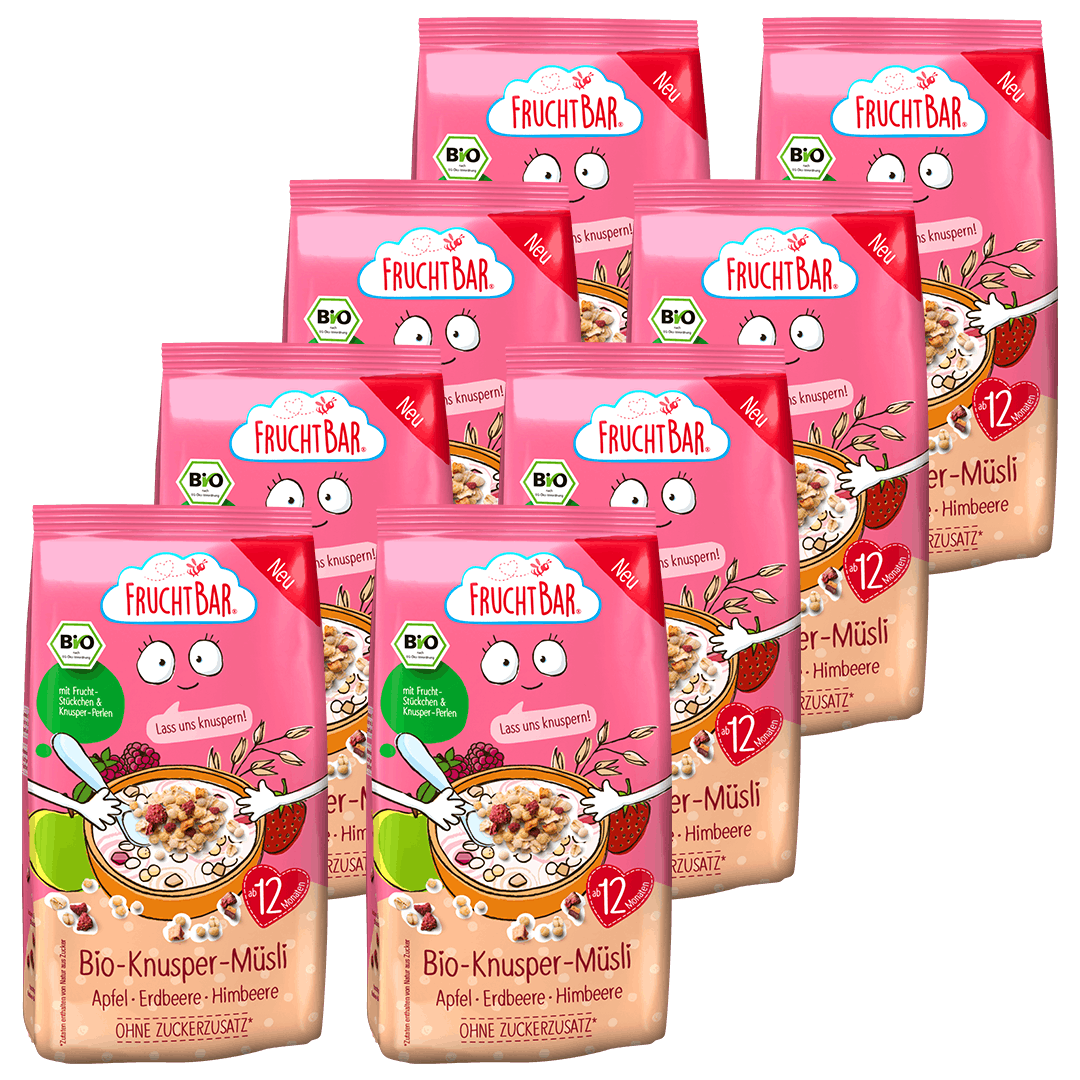FruchtBar Bio Frühstück Knusper Muesli céréales pomme fraise