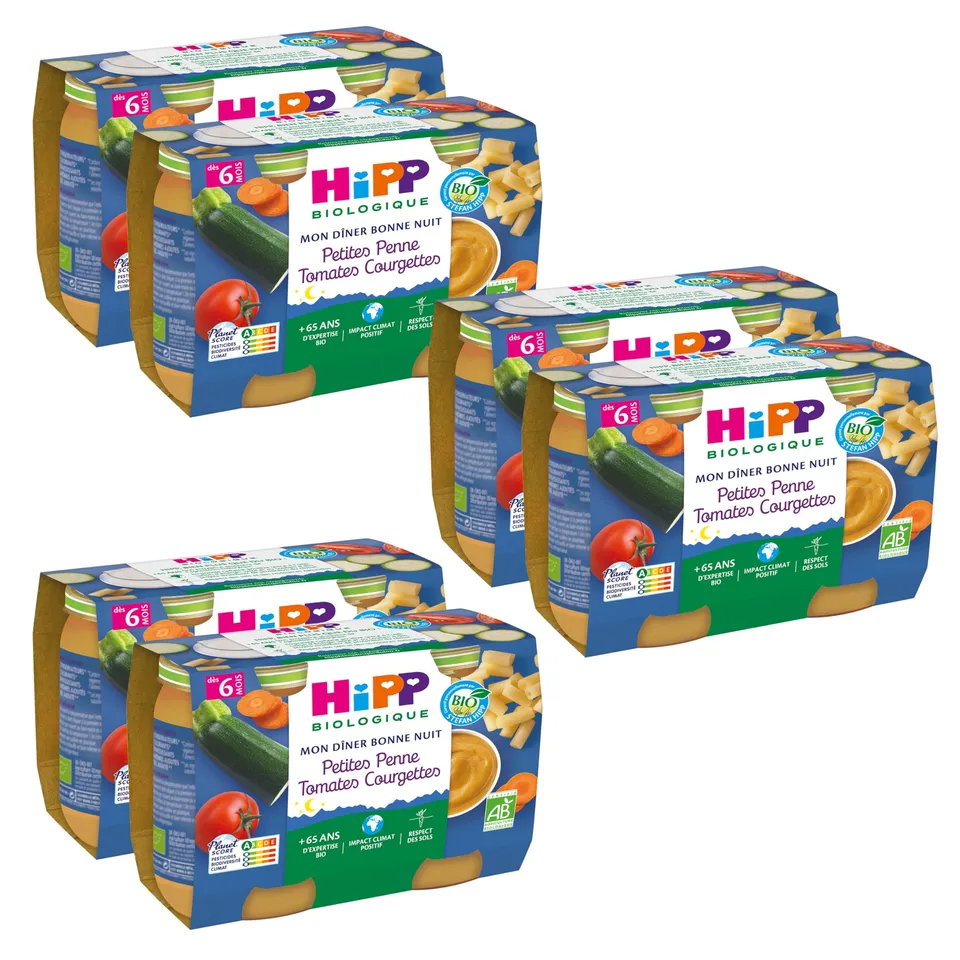 HiPP Menus Soir Penne Tomates Courgettes Bio 190 g Lot 12