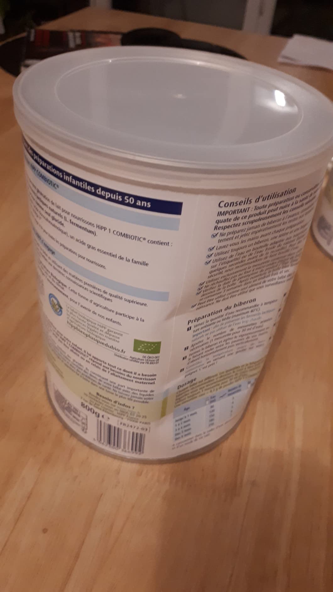 HiPP Combiotic Lait 1 lait nourrisson 0-6 mois 3x800g bio