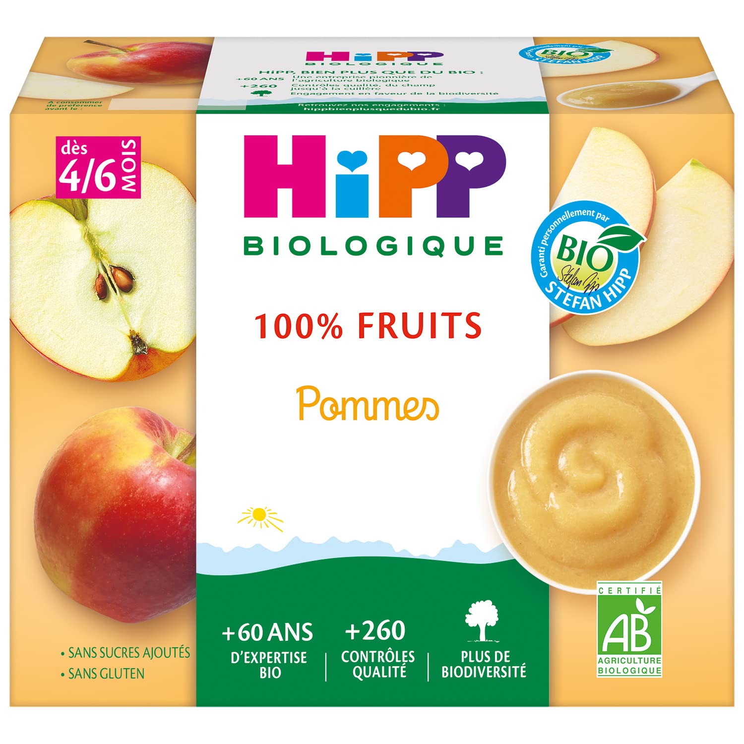 HiPP 100% Fruits Coupelles Pomme 3 Variétés 24x100g