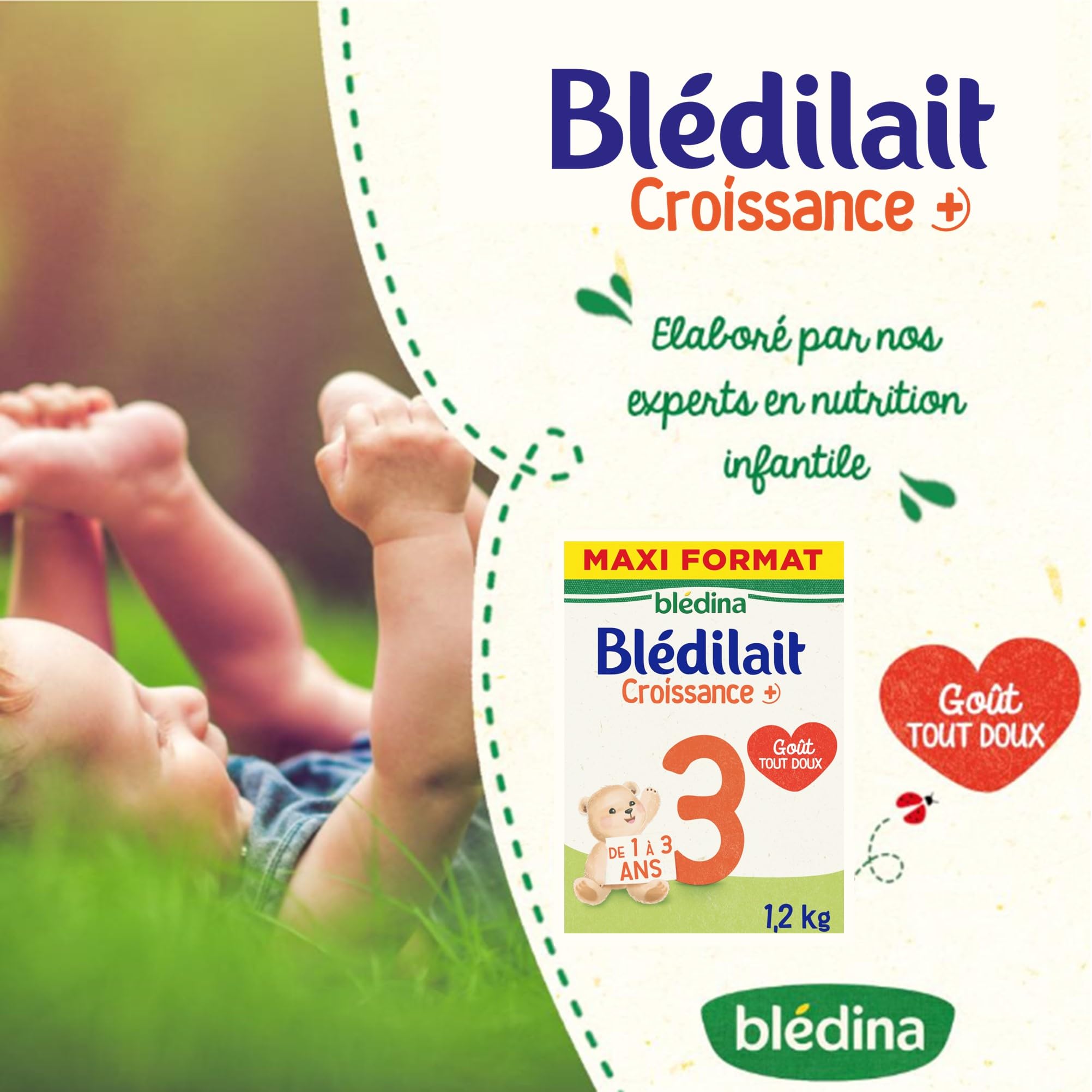 Blédina Blédilait Croissance lait poudre dès 12 mois 3x1,2kg fer