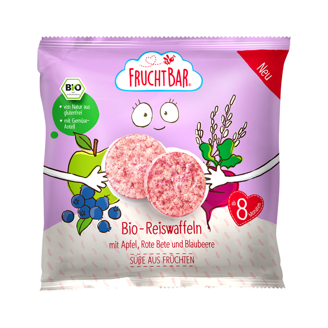 FruchtBar Bio Snacks galette riz pomme myrtille 8 mois