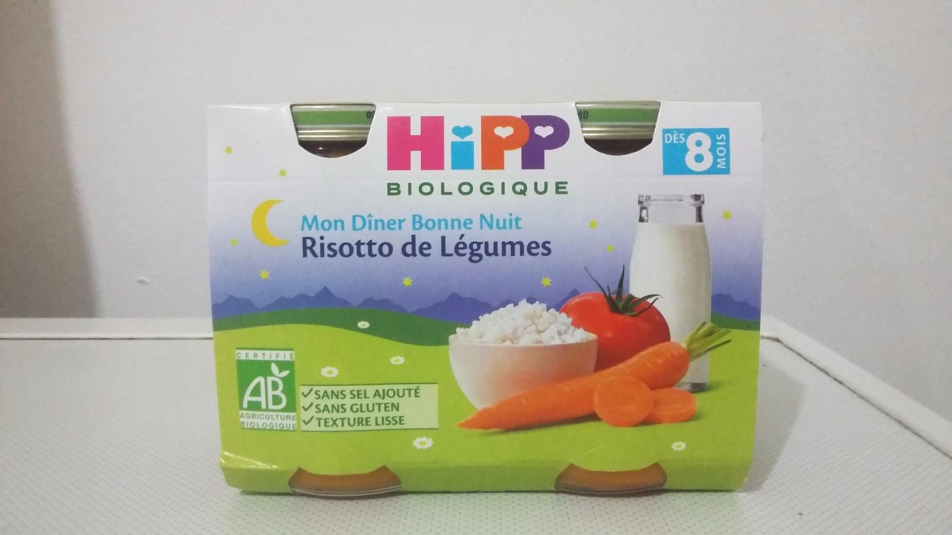 HiPP Menus du Soir Risotto de Légumes Petit Pot 190 g Bio