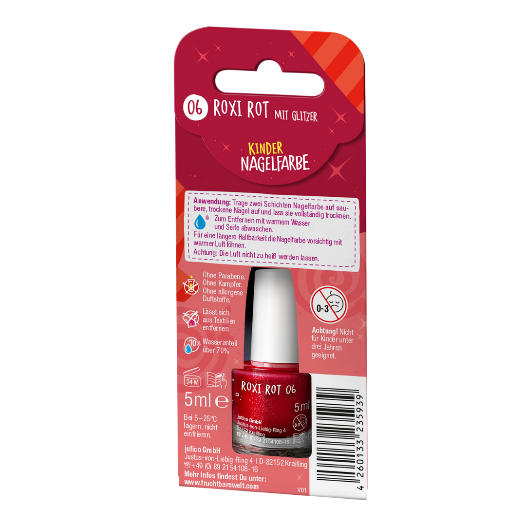 FruchtBar Nagelfarben Roxi Rot Glitzer vernis enfant rouge