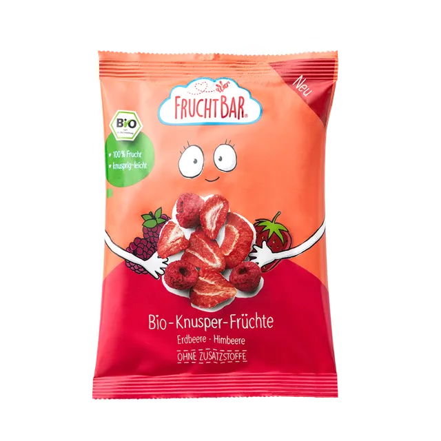FruchtBar Bio Snacks fruits croustillants fraise framboise 3 ans