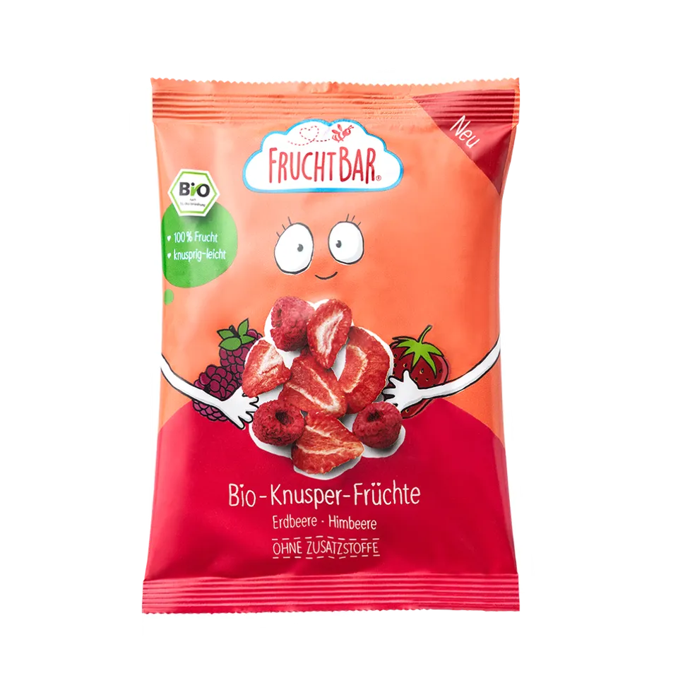 FruchtBar Bio Snacks fruits croustillants fraise framboise 3 ans